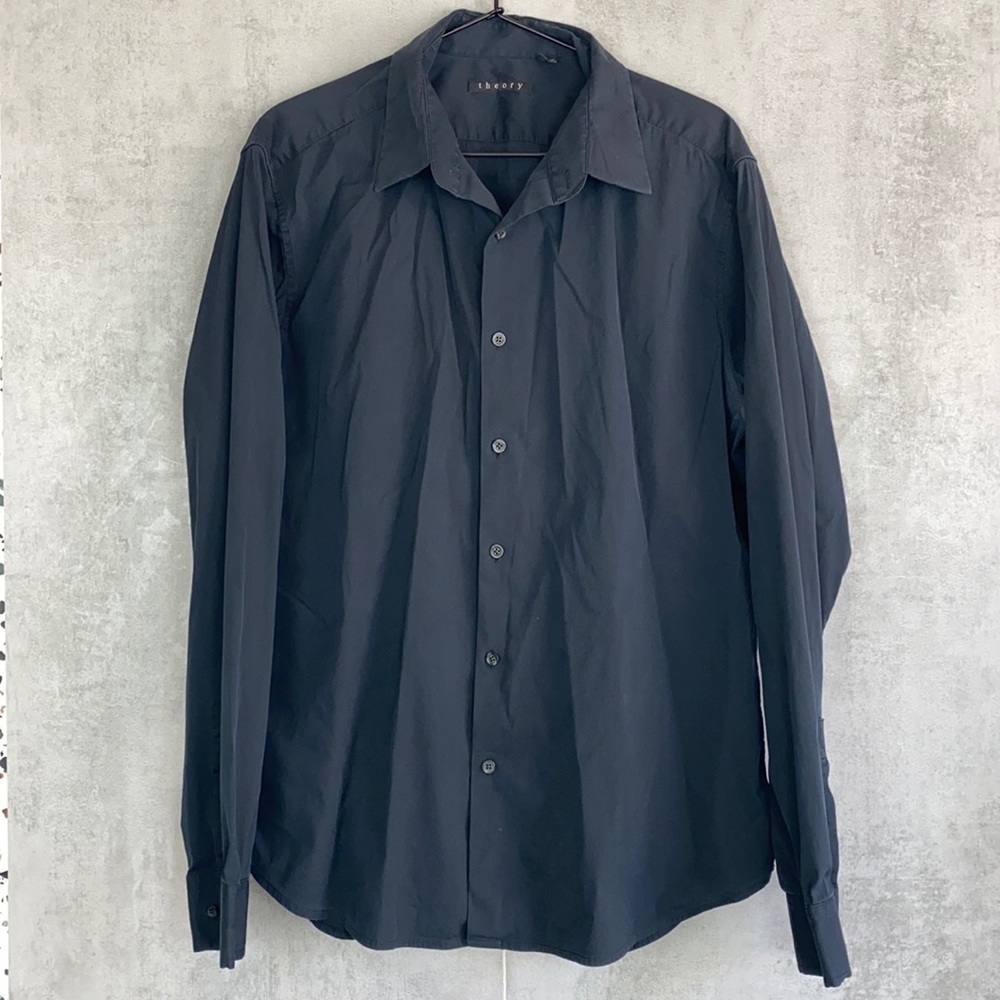 Theory black button down blouse - Picture 2 of 6